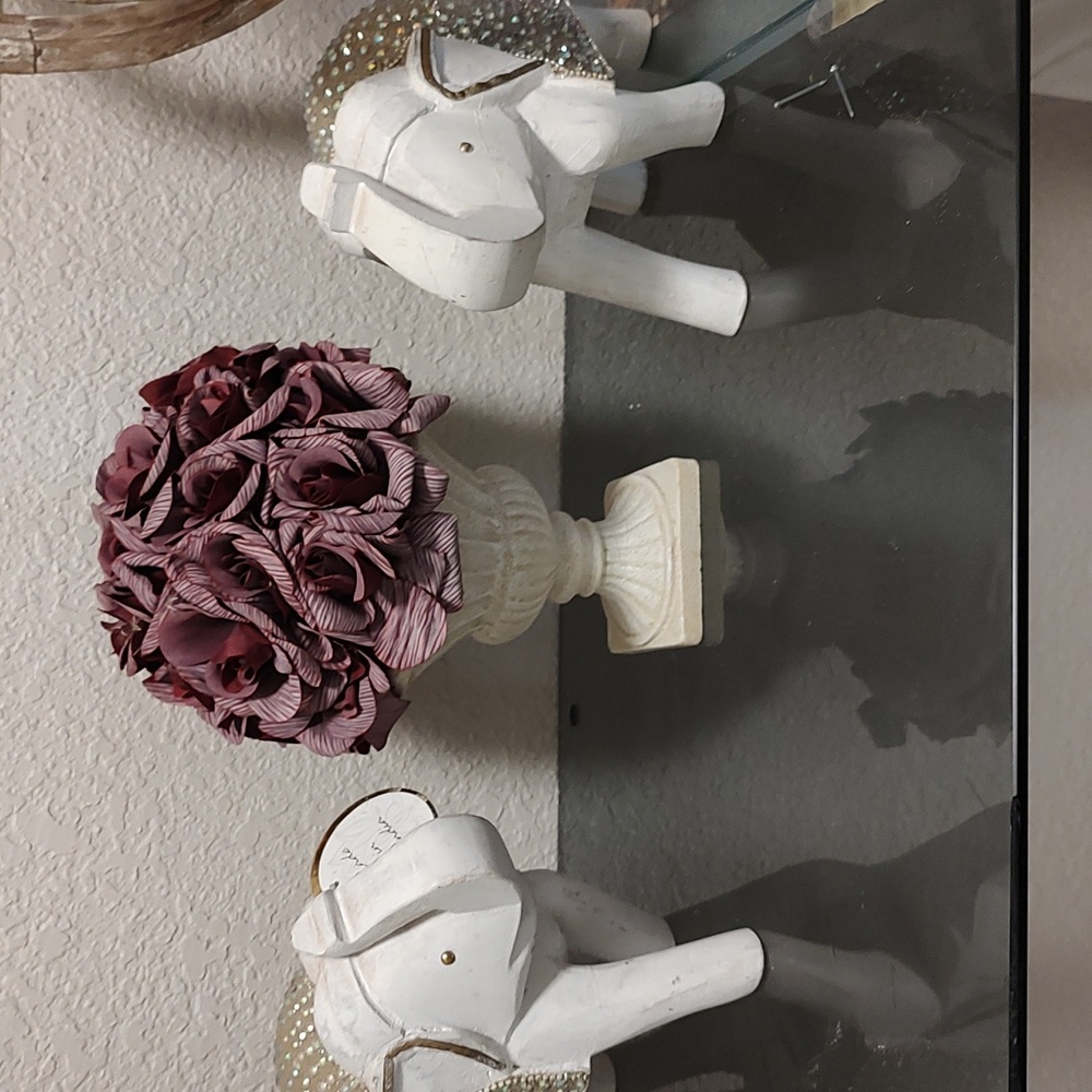 Atificial10"Lt And Dark Mixed Burgundy Floral with Planter